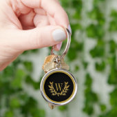 Elegant zwart goud moderne monogram chic sleutelhanger (Hand)