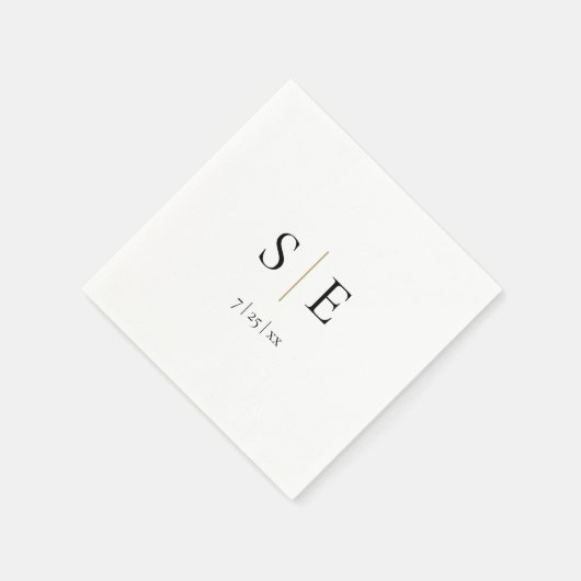 Elegant Zwart Goud Monogram Bruiloft Servetten (Hoek)