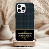 Elegant zwart goud monogram grijs geplakt Case-Mate iPhone case