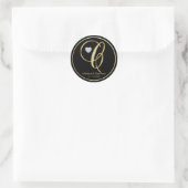 Elegant Zwart Goud Monogram Letter C Hart Diamant Ronde Sticker (Tas)