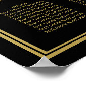 Elegant Zwart Goud Monogram Lijst Trouwzitting Poster (Hoek)