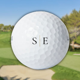 Elegant Zwart Goud Monogram Minimalistisch Golfballen