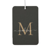 Elegant Zwart Goud Monogram Schattige Girly Chic S Luchtverfrisser (Voorkant)