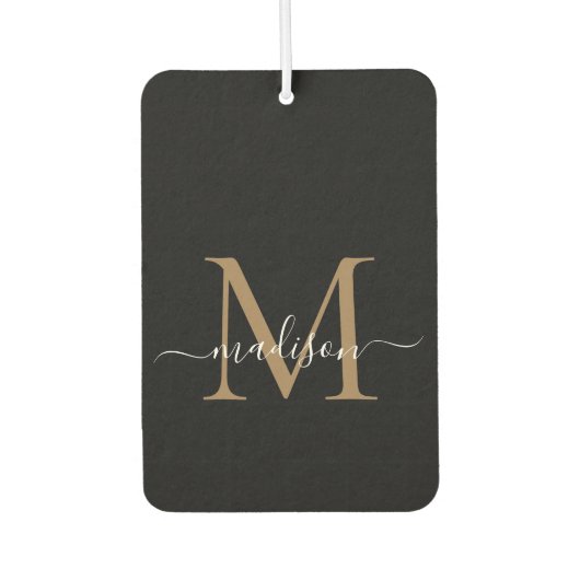 Elegant Zwart Goud Monogram Schattige Girly Chic S Luchtverfrisser (Voorkant)