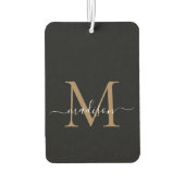 Elegant Zwart Goud Monogram Schattige Girly Chic S Luchtverfrisser (Achterkant)