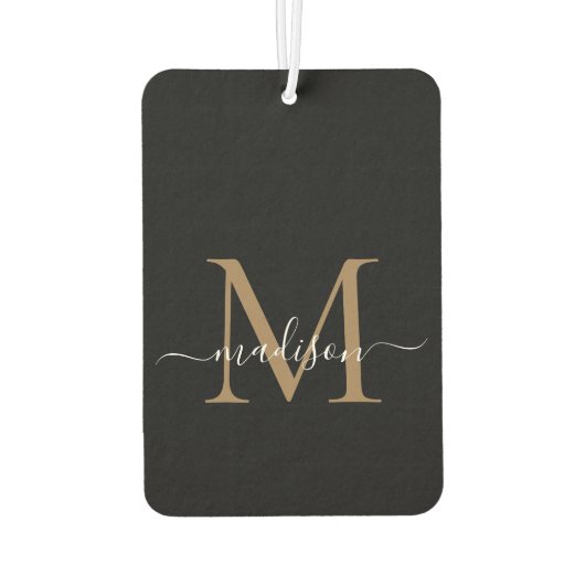 Elegant Zwart Goud Monogram Schattige Girly Chic S Luchtverfrisser (Achterkant)