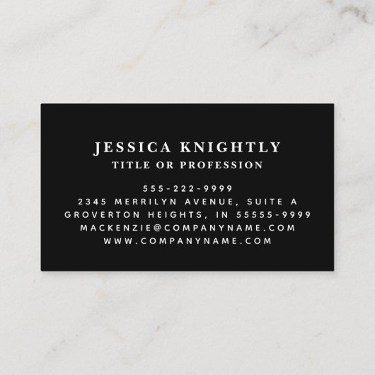 Elegant Zwart Goud Monogram Script Initialen Visitekaartje (Achterkant)