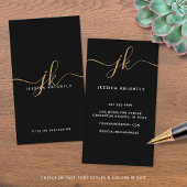 Elegant Zwart Goud Monogram Script Initialen Visitekaartje