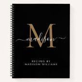 Elegant zwart goud monogram Script Naam Recept Notitieboek (Voorkant)