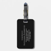 Elegant Zwart Goud Monogram Vet Typografie Naam Bagagelabel (Achterkant verticaal)