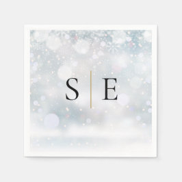 Elegant Zwart Goud Monogram Winter Servet
