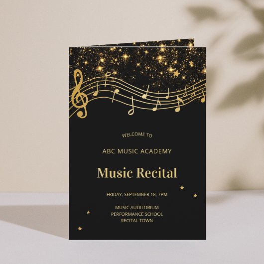 Elegant Zwart Goud Muziek Recital Programma