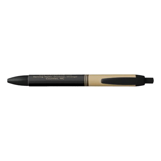 Elegant Zwart & Goud Notaris Marketing Promotionee Zwarte Inkt Pen (Achterkant)