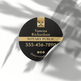 Elegant Zwart Goud Notaris Skelet Key Marketing Ronde Sticker