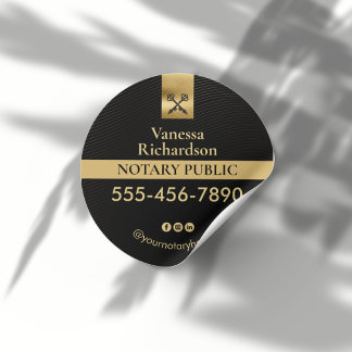 Elegant Zwart Goud Notaris Skelet Key Marketing Ronde Sticker