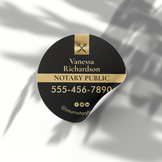 Elegant Zwart Goud Notaris Skelet Key Marketing Ronde Sticker