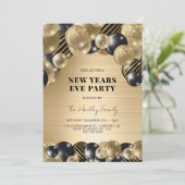 Elegant zwart goud oudejaarsavond kaart (Staand voorkant)