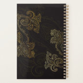 Elegant Zwart Goud Paisley  Planner (Achterkant)