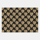 Elegant zwart goud palmblad patroon inpakpapier vel (Voorkant)
