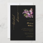 Elegant Zwart & Goud: Persoonlijke Bruidsdouche Kaart (Voorkant)