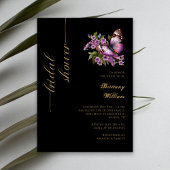 Elegant Zwart & Goud: Persoonlijke Bruidsdouche Kaart