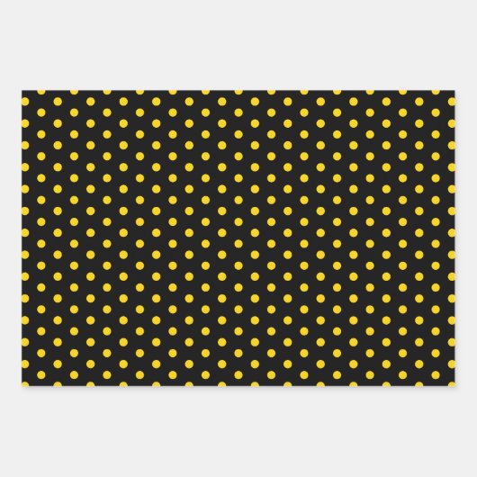 Elegant zwart goud Polka Dot Gift Wrapping Paper (Voorkant)