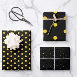 Elegant zwart goud Polka Dot Gift Wrapping Paper