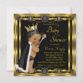 Elegant Zwart Goud Prince Baby shower Kaart (Voorkant)