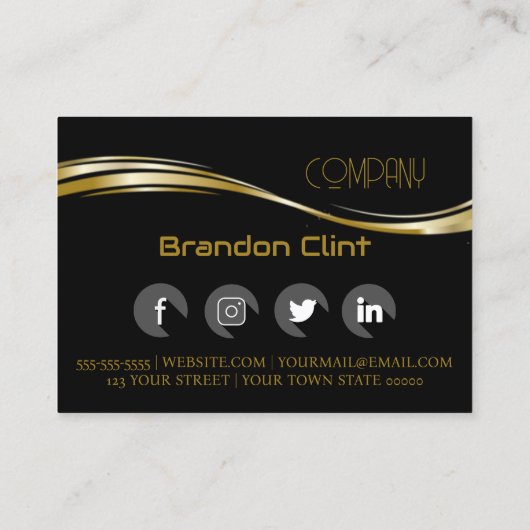 Elegant zwart goud professional visitekaartje (Achterkant)