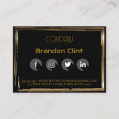 Elegant zwart goud professioneel visitekaartje (Achterkant)