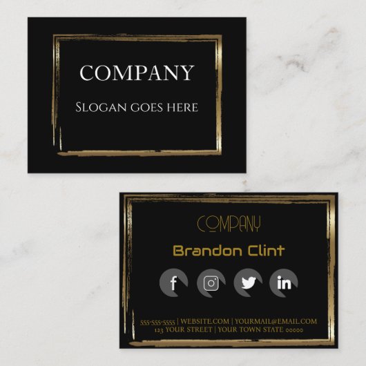 Elegant zwart goud professioneel visitekaartje (Voorkant / Achterkant)