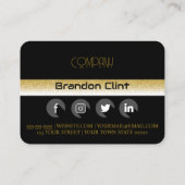 Elegant zwart goud professioneel visitekaartje (Achterkant)