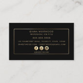 Elegant zwart goud professionele sociale media visitekaartje (Achterkant)
