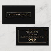 Elegant zwart goud professionele sociale media visitekaartje (Voorkant / Achterkant)