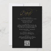 Elegant Zwart Goud QR Code Alles in een Bruiloft Kaart (Achterkant)