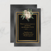 ELEGANT ZWART GOUD RELIËF BLOEMEN RSVP (Voorkant / Achterkant)