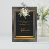ELEGANT ZWART GOUD RELIËF LAAG FLORALE RSVP (Staand voorkant)