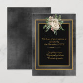 ELEGANT ZWART GOUD RELIËF LAAG FLORALE RSVP (Voorkant / Achterkant)