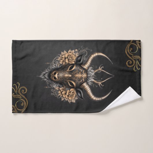Elegant zwart goud rendierhead bad handdoek (Handdoek)