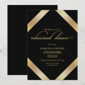 Elegant zwart goud repetitie Diner Uitnodigen Kaart (Voorkant / Achterkant)