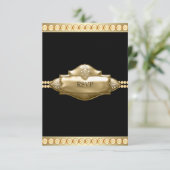 Elegant zwart goud RSVP (Staand voorkant)
