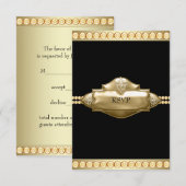 Elegant zwart goud RSVP Kaartje (Voorkant / Achterkant)