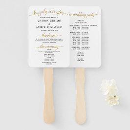 Elegant zwart goud schrift minimaal trouwprogramma handwaaier