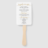 Elegant zwart goud schrift minimaal trouwprogramma handwaaier (Voorkant)