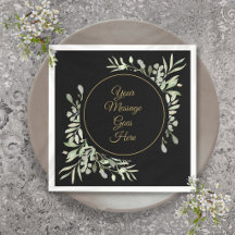Elegant Zwart Goud Schrift Waterverf Groenery