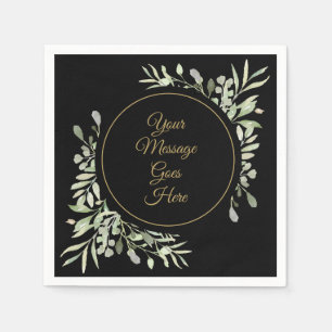 Elegant Zwart Goud Schrift Waterverf Groenery Servet