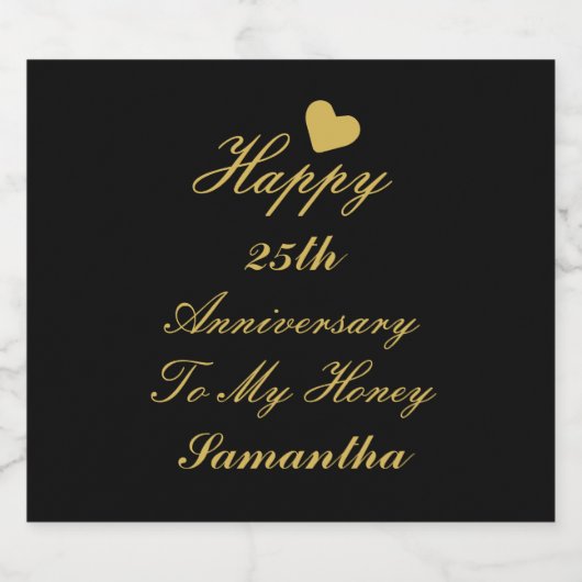 Elegant Zwart Goud Script 25e Happy Jubileum Bier Etiket (Enkel label)
