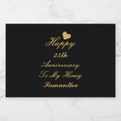 Elegant Zwart Goud Script 25e Happy Jubileum Sparkling Wijnetiket (Enkel label)