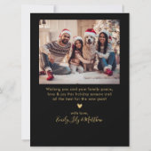 Elegant Zwart Goud Script 2 Foto Kerstmis Feestdagenkaart (Achterkant)