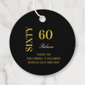 Elegant Zwart Goud Script 60 Verjaardag Bedankt Bedankjes Labels (Voorkant)